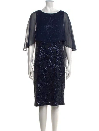 Pre-owned Teri Jon Nylon Knee-length Dress In Blue