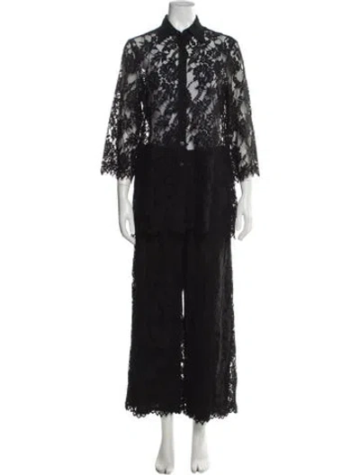 Pre-owned Teri Jon Nylon Lace Pattern Set In Black