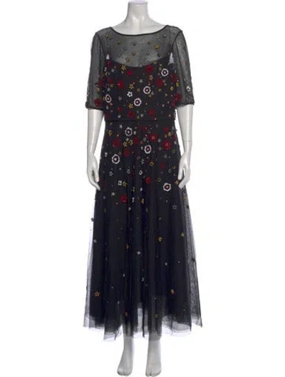Pre-owned Teri Jon Nylon Long Dress In Black