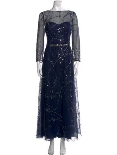 Pre-owned Teri Jon Nylon Long Dress In Blue