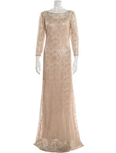 Pre-owned Teri Jon Nylon Long Dress In Neutral