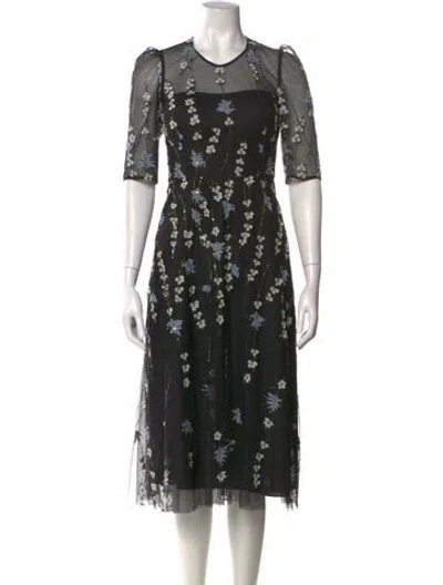 Pre-owned Teri Jon Nylon Midi Length Dress In Black