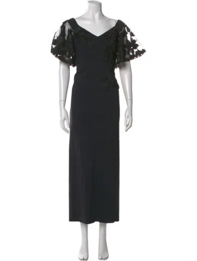 Pre-owned Teri Jon Nylon Midi Length Dress In Black