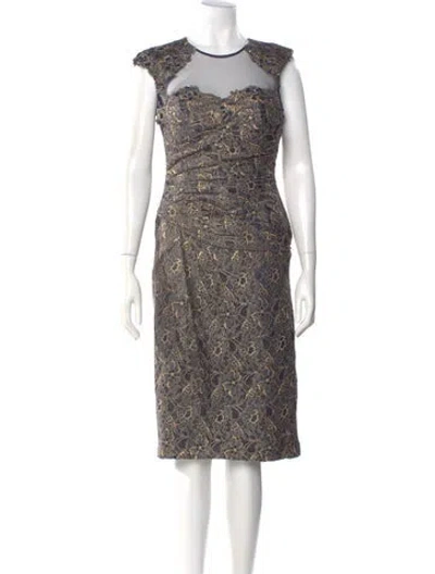 Pre-owned Teri Jon Nylon Midi Length Dress In Blue