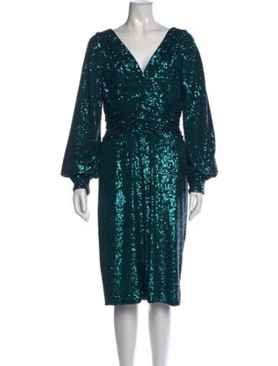 Pre-owned Teri Jon Nylon Midi Length Dress In Green