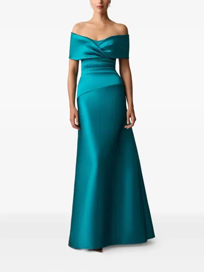 Teri Jon Off-shoulder Evening Dress In Blue
