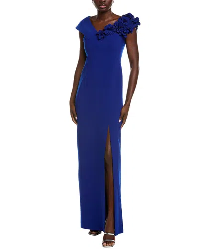 Teri Jon Off-the-shoulder Gown In Blue
