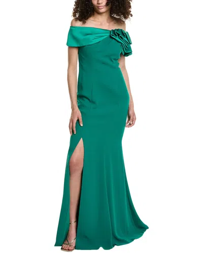 Teri Jon By Rickie Freeman Off-the-shoulder Gown In Green