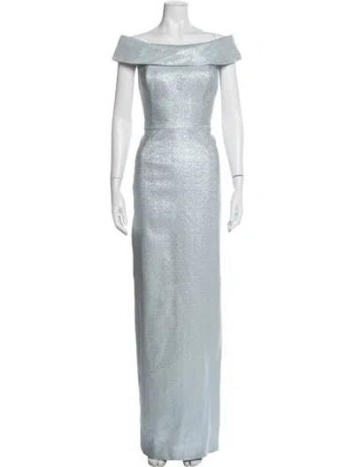Pre-owned Teri Jon Off-the-shoulder Long Dress In Blue