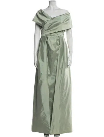 Pre-owned Teri Jon Off-the-shoulder Long Dress In Green