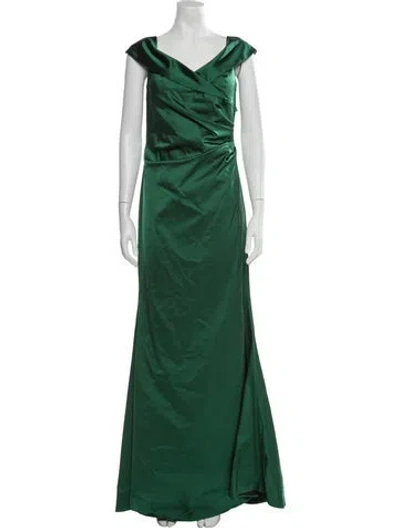 Pre-owned Teri Jon Off-the-shoulder Long Dress In Green