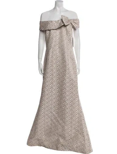 Pre-owned Teri Jon Off-the-shoulder Long Dress In Multi