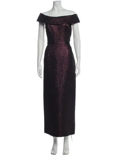 Pre-owned Teri Jon Off-the-shoulder Long Dress In Multi