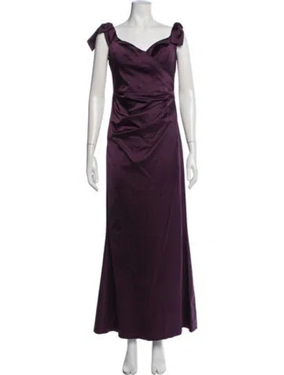 Pre-owned Teri Jon Off-the-shoulder Long Dress In Purple