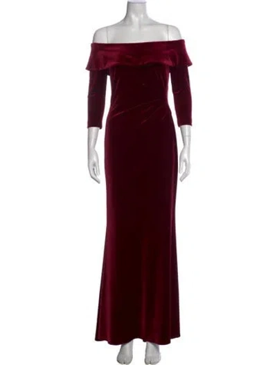 Pre-owned Teri Jon Off-the-shoulder Long Dress In Red