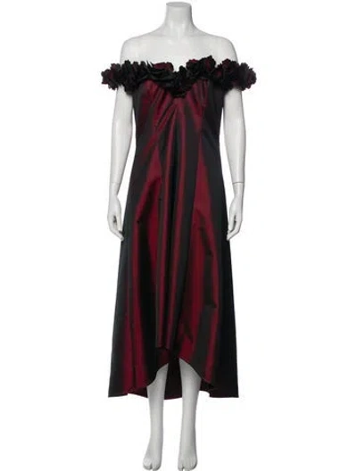 Pre-owned Teri Jon Off-the-shoulder Long Dress In Red