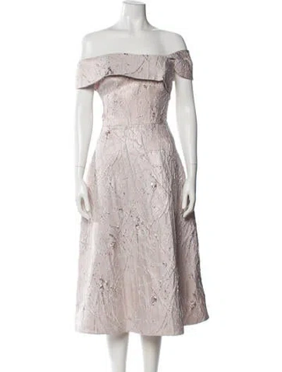Pre-owned Teri Jon Off-the-shoulder Midi Length Dress W/ Tags In Pink