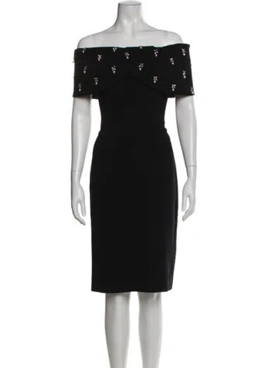 Pre-owned Teri Jon Off-the-shoulder Mini Dress In Black