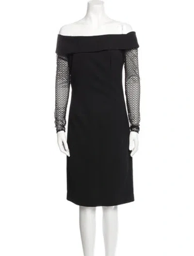 Pre-owned Teri Jon Off-the-shoulder Mini Dress In Blue