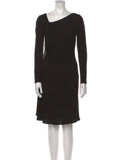 Pre-owned Teri Jon One-shoulder Knee-length Dress In Black