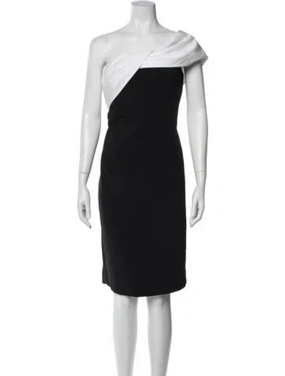 Pre-owned Teri Jon One-shoulder Knee-length Dress In Black