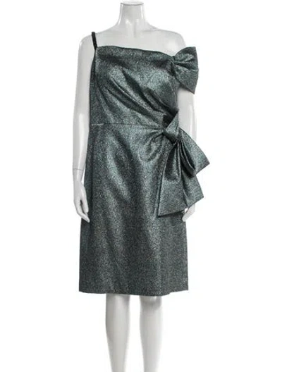 Pre-owned Teri Jon One-shoulder Knee-length Dress In Blue