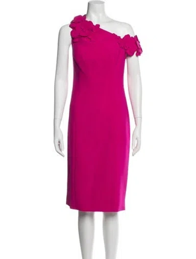 Pre-owned Teri Jon One-shoulder Knee-length Dress In Pink