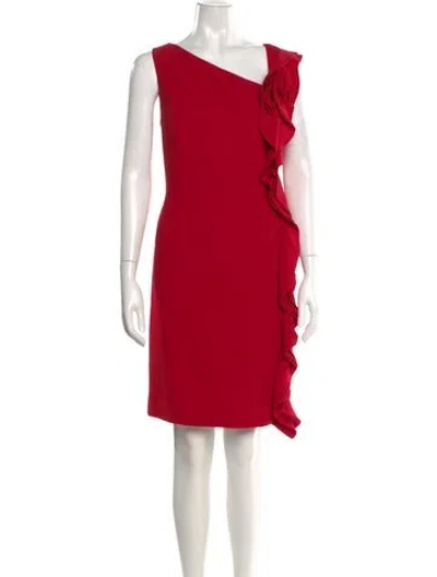 Pre-owned Teri Jon One-shoulder Knee-length Dress In Red