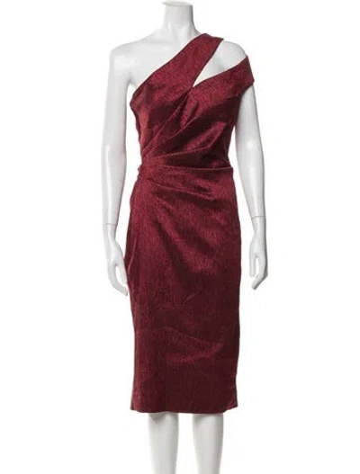 Pre-owned Teri Jon One-shoulder Knee-length Dress In Red