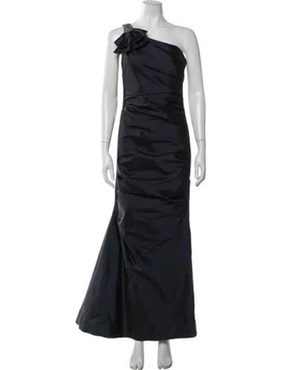 Pre-owned Teri Jon One-shoulder Long Dress In Blue