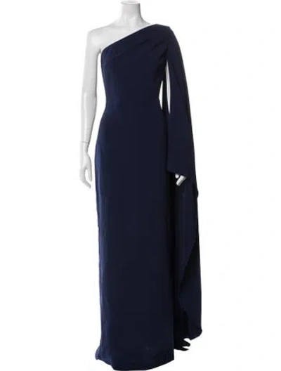 Pre-owned Teri Jon One-shoulder Long Dress In Blue
