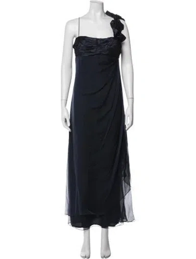 Pre-owned Teri Jon One-shoulder Long Dress In Blue