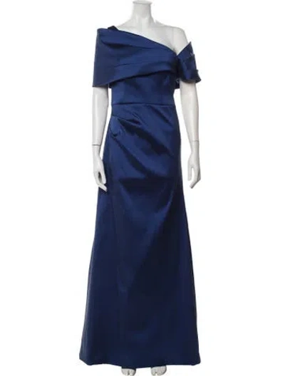 Pre-owned Teri Jon One-shoulder Long Dress In Blue