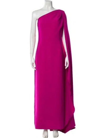 Pre-owned Teri Jon One-shoulder Long Dress In Pink