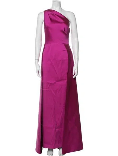 Pre-owned Teri Jon One-shoulder Long Dress In Pink