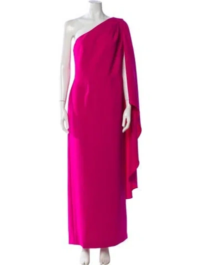 Pre-owned Teri Jon One-shoulder Long Dress In Purple