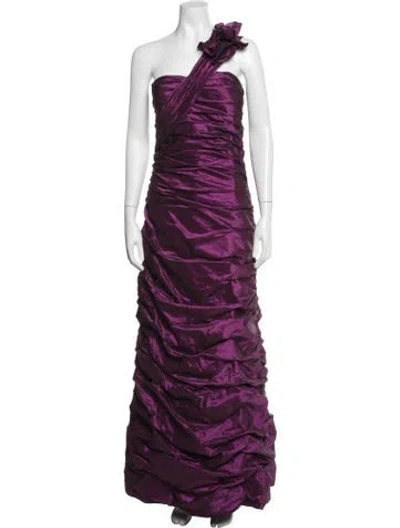Pre-owned Teri Jon One-shoulder Long Dress In Purple