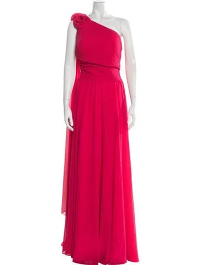 Pre-owned Teri Jon One-shoulder Long Dress In Red