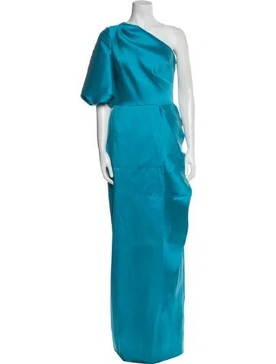 Pre-owned Teri Jon One-shoulder Long Dress W/ Tags In Blue