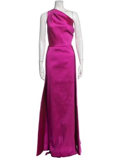 Pre-owned Teri Jon One-shoulder Long Dress W/ Tags In Pink/purple