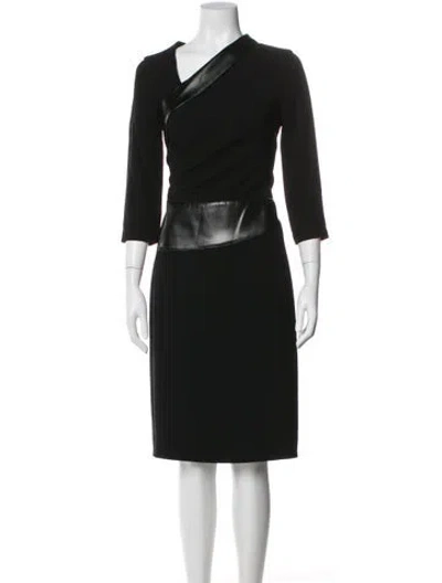 Pre-owned Teri Jon One-shoulder Midi Length Dress In Black