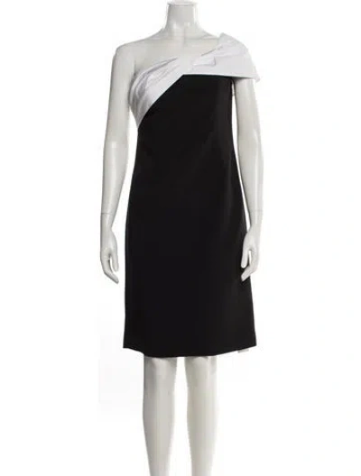 Pre-owned Teri Jon One-shoulder Mini Dress In Black