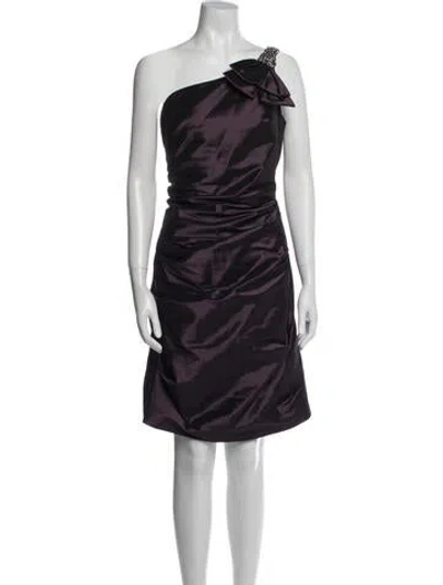 Pre-owned Teri Jon One-shoulder Mini Dress In Purple