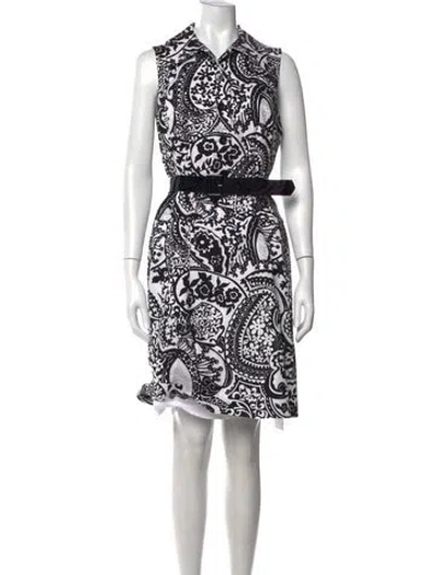 Pre-owned Teri Jon Paisley Print Knee-length Dress W/ Tags In Black/white
