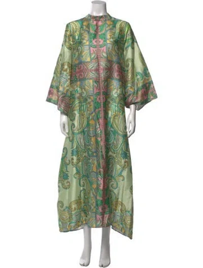 Pre-owned Teri Jon Paisley Print Long Dress W/ Tags In Green