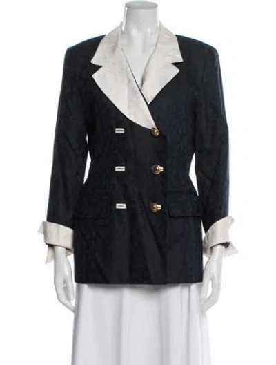 Pre-owned Teri Jon Patterned Blazer In Blue