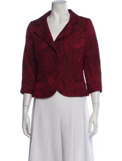 Pre-owned Teri Jon Patterned Blazer In Red