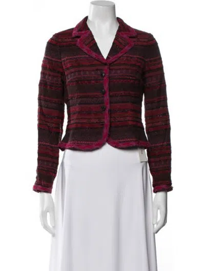 Pre-owned Teri Jon Patterned Blazer In Red