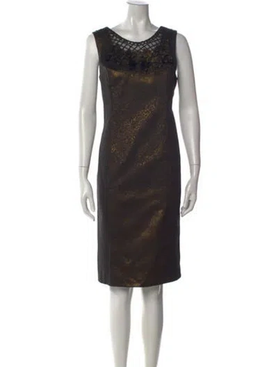 Pre-owned Teri Jon Patterned Knee-length Dress In Black