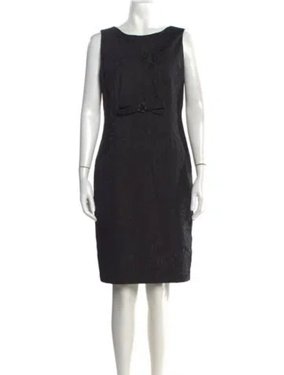 Pre-owned Teri Jon Patterned Knee-length Dress In Black